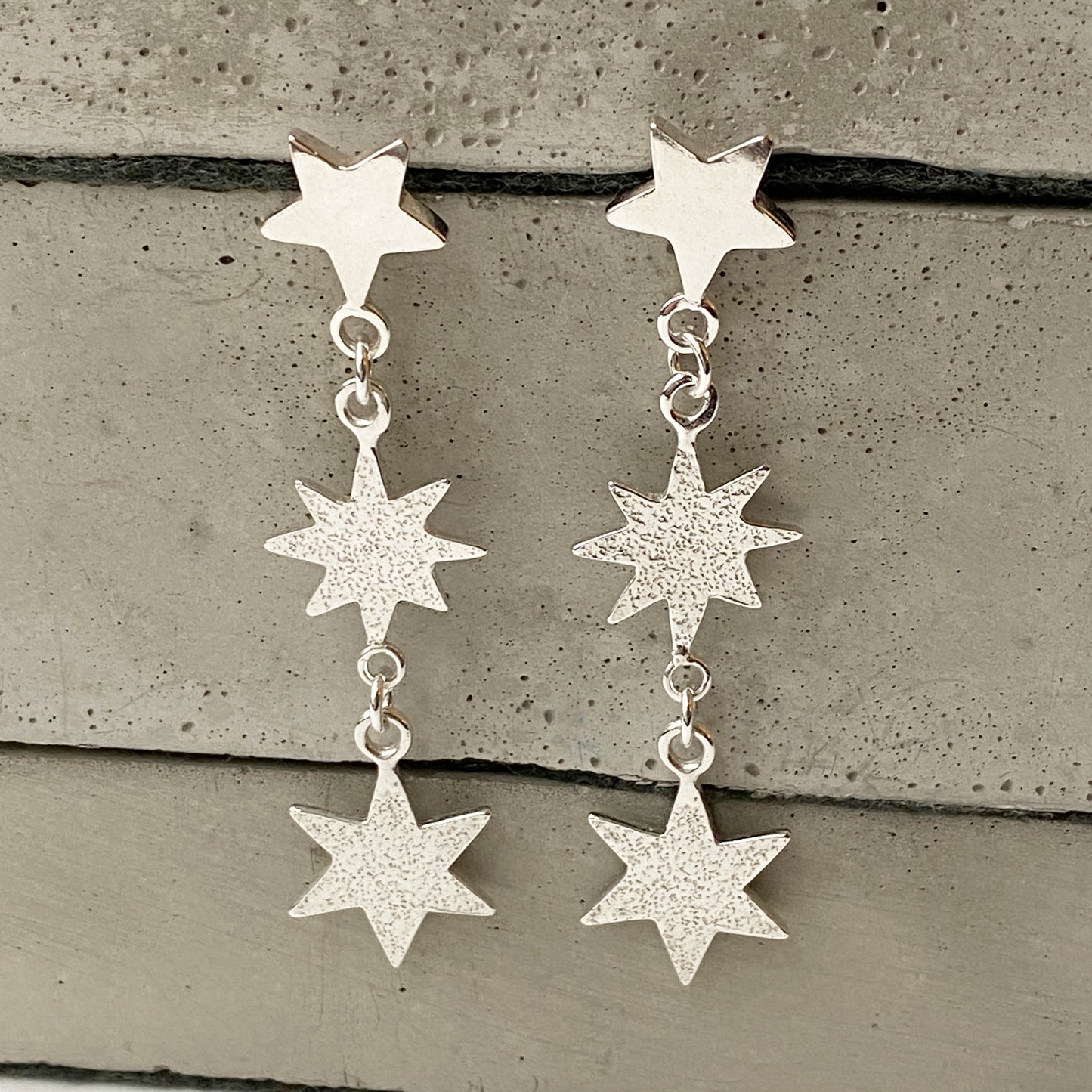 Star Drop Silver Earrings