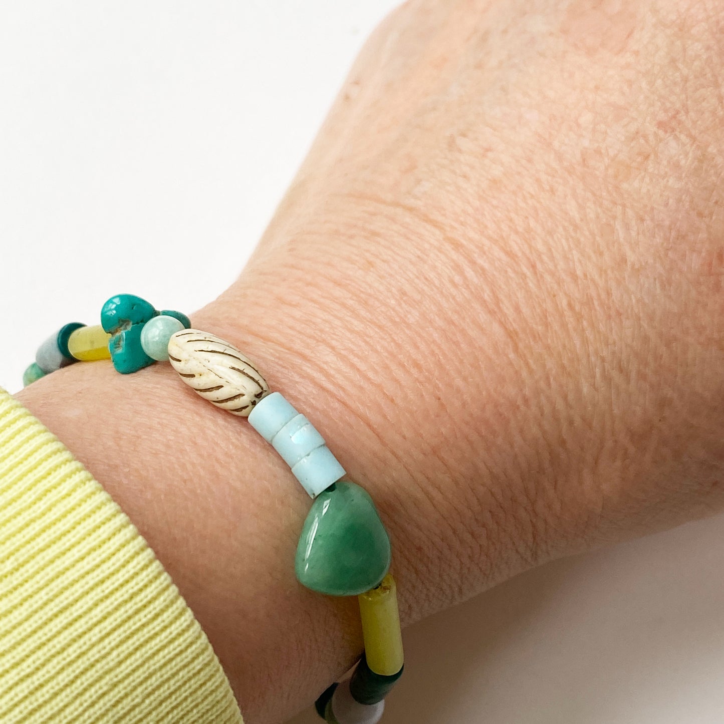 Love Bead Bracelet in Greens