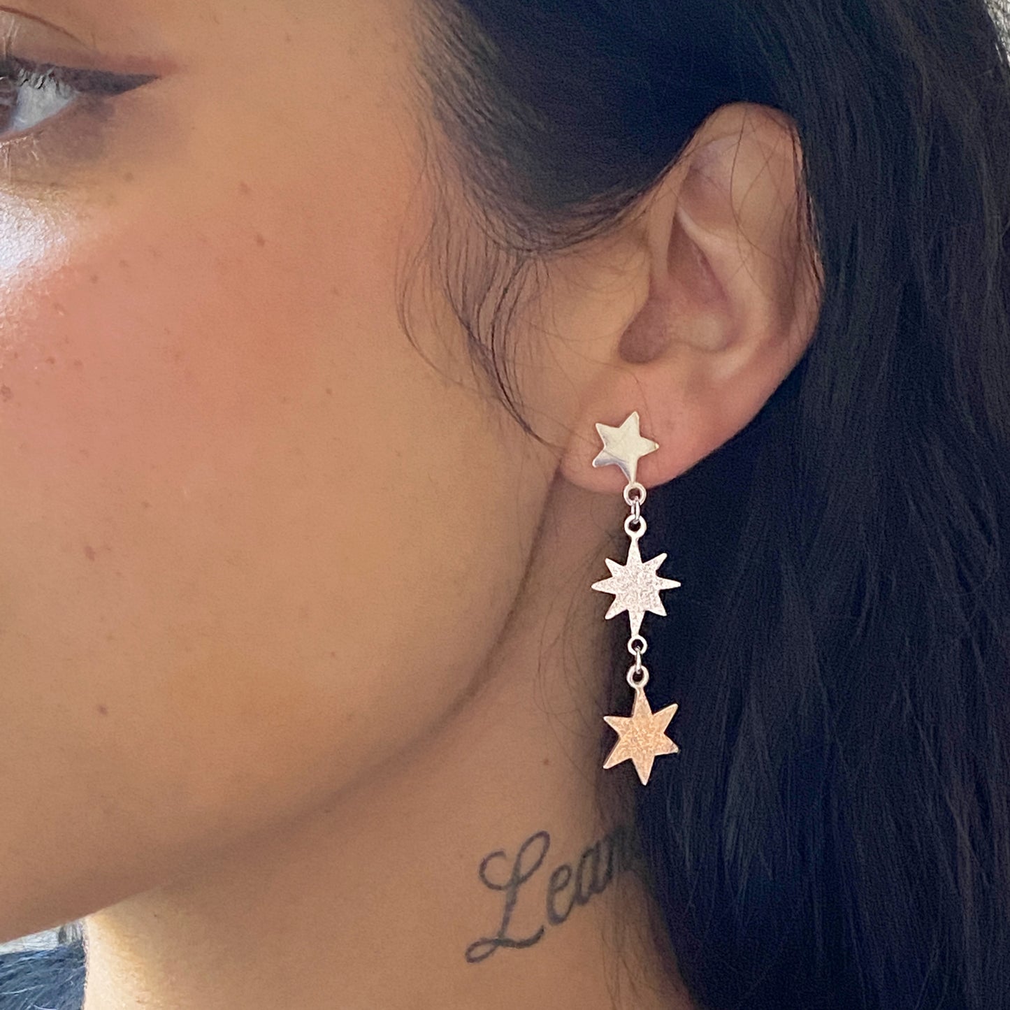 Star Drop Silver Earrings