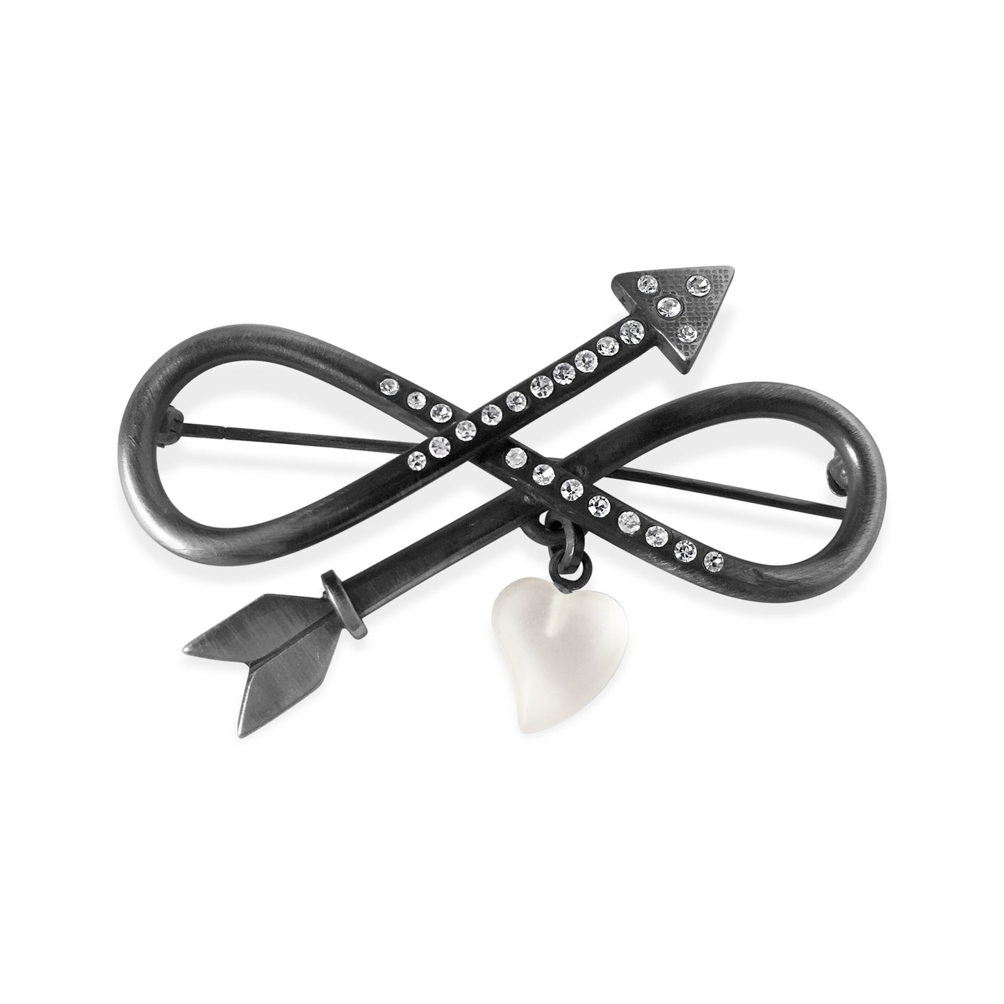 Arrow Heart Brooch With Rock Crystal