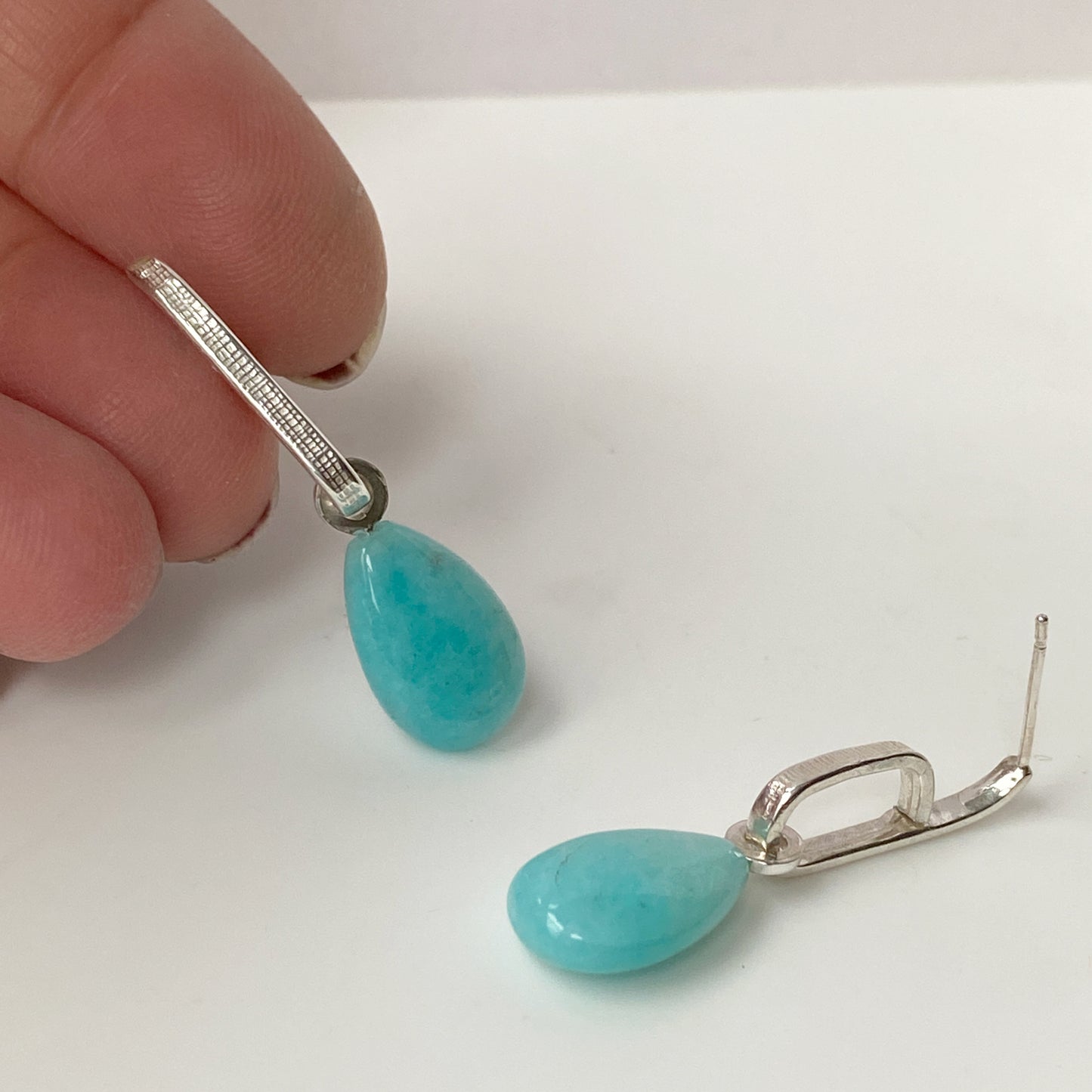 Amazonite Hoop Drop Earring