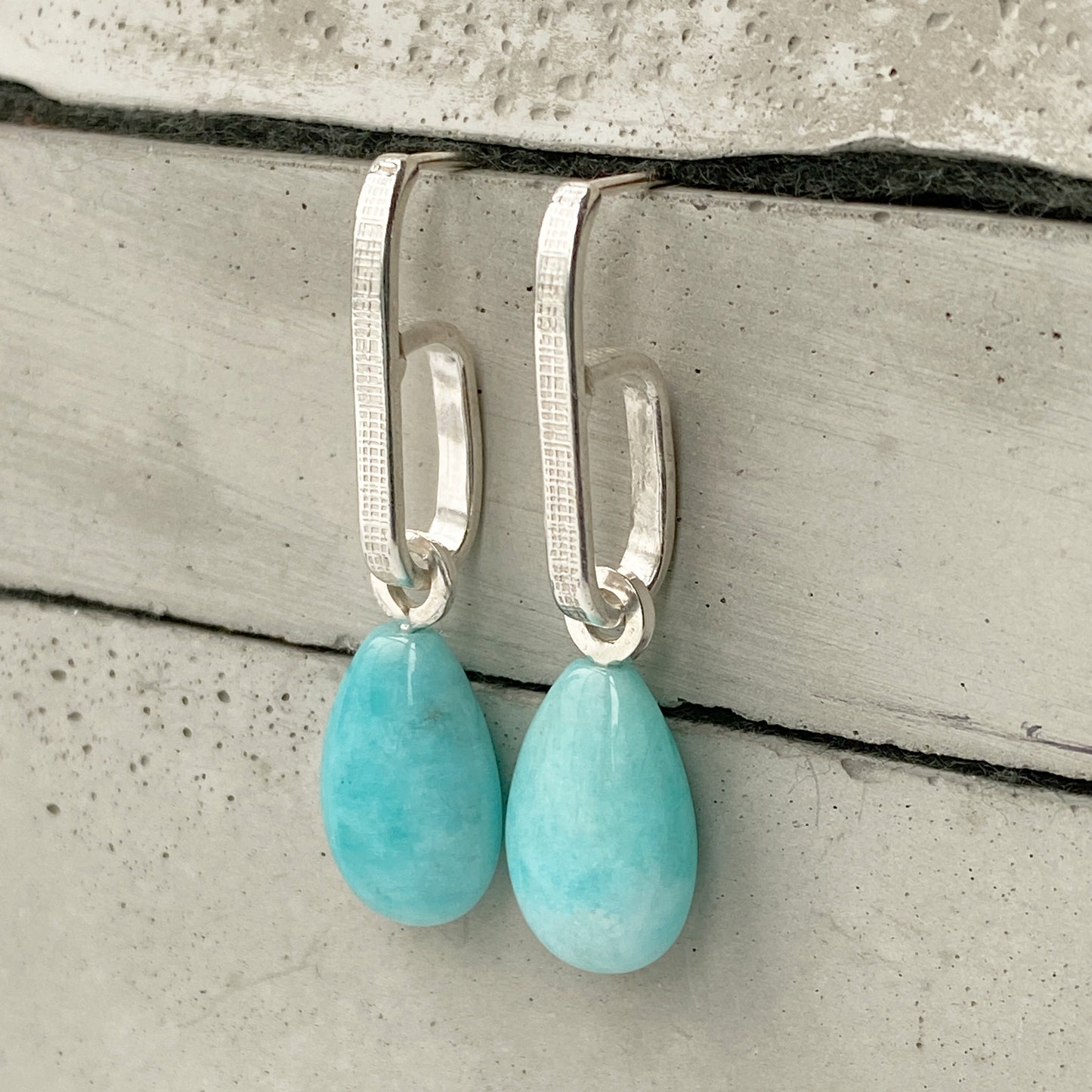 Amazonite Hoop Drop Earring