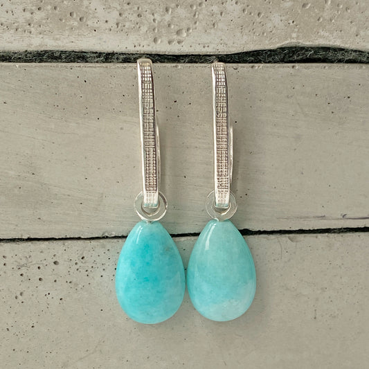 Amazonite Hoop Drop Earring