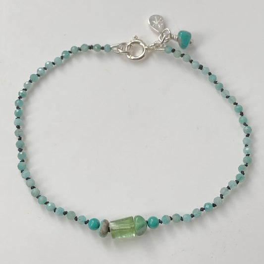 Amazonite Tourmaline and Turquoise Friendship Bracelet