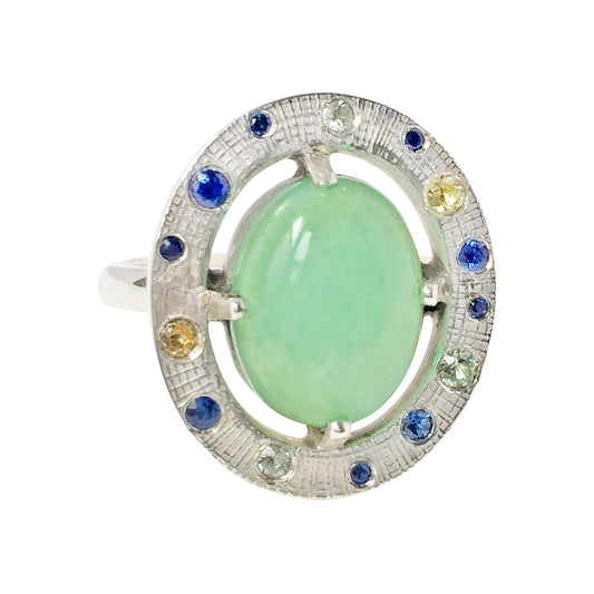 Andean Blue Opal and Mixed Sapphire Ring
