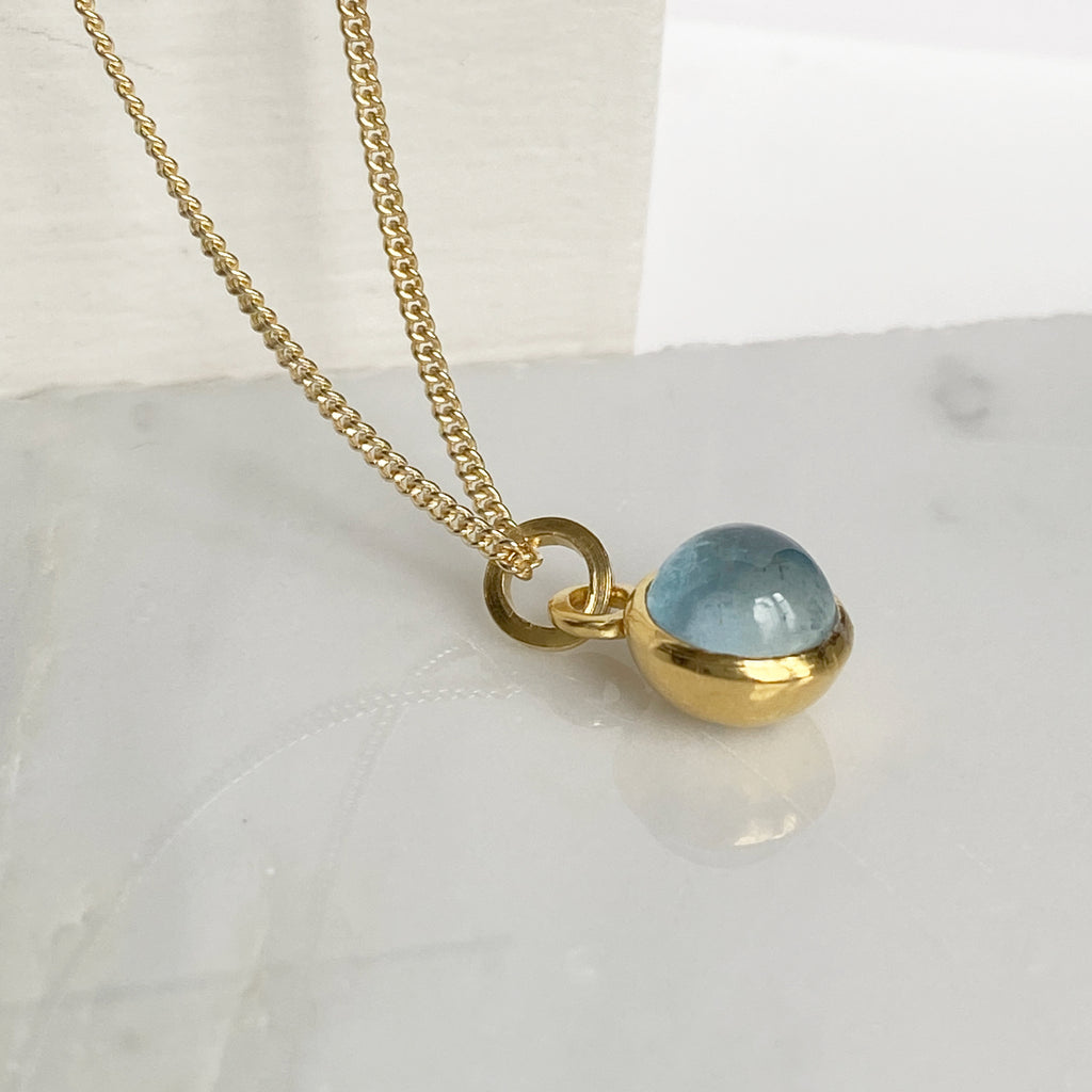 Birthstone Orb Aquamarine Gold Pendant