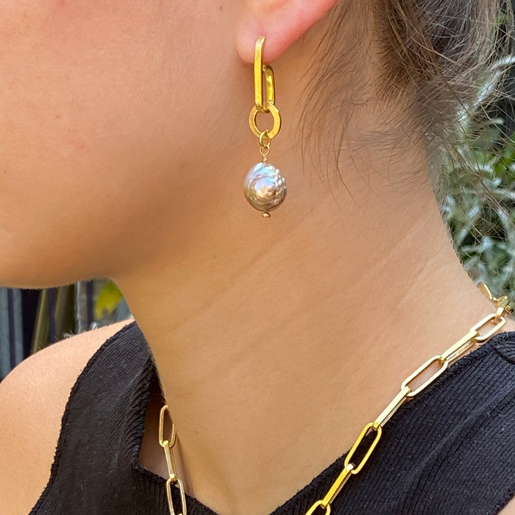 Baroque Pearl Silver Athena Earrings