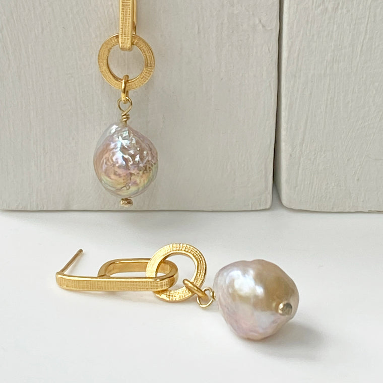 Baroque Pearl Gold Athena Earrings