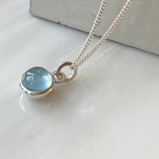 Birthstone Orb Aquamarine Silver Pendant