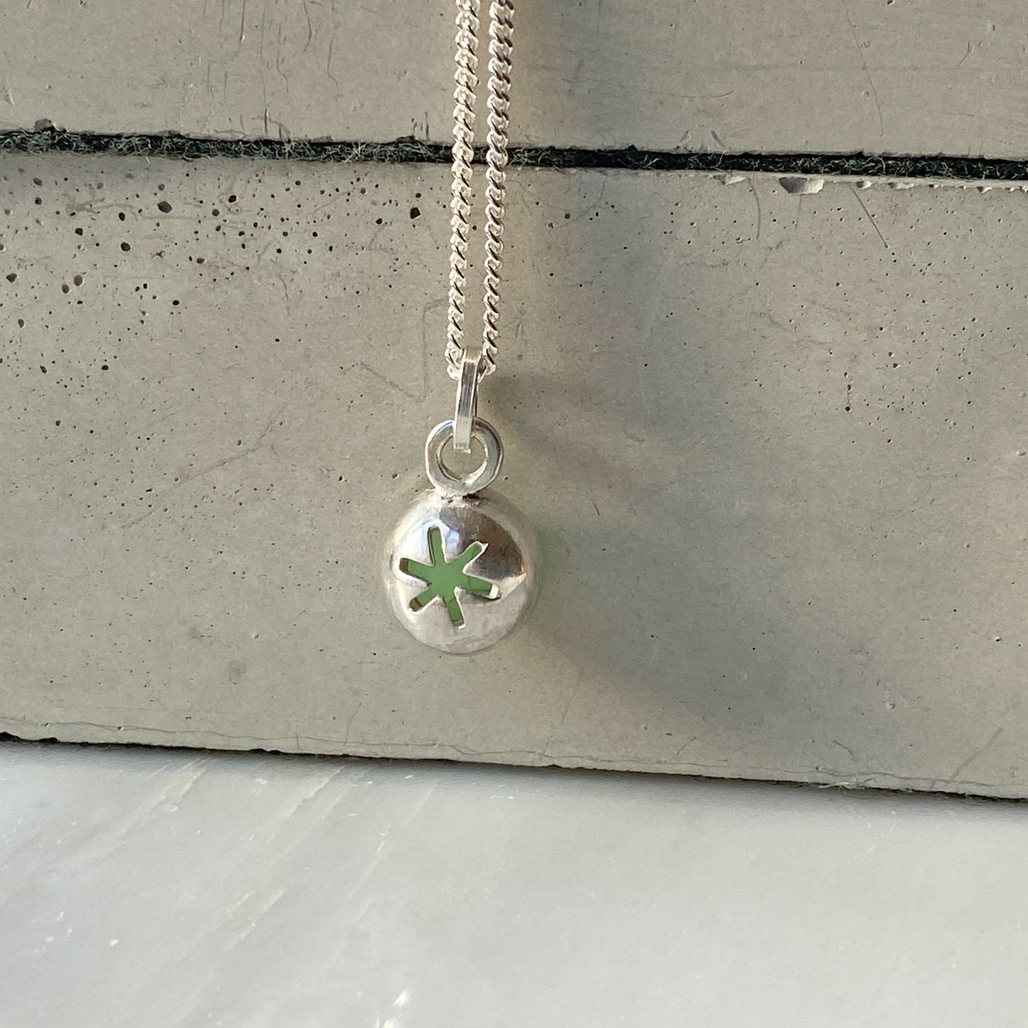 Birthstone Orb Chrysoprase Silver pendant