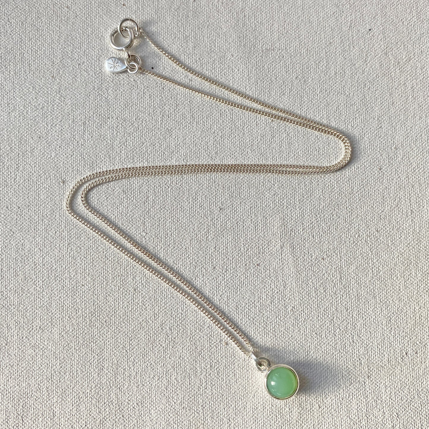 Birthstone Orb Chrysoprase Silver pendant