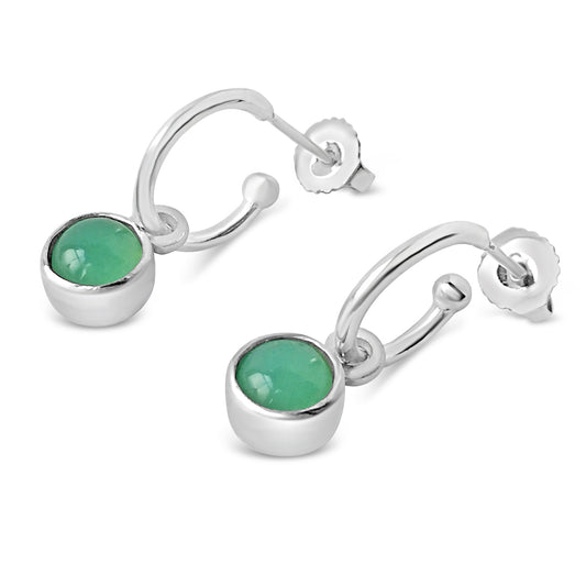 Birthstone Hoop Earrings Chrysoprase