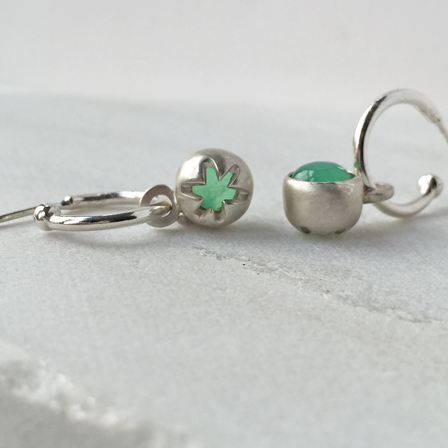 Birthstone Hoop Earrings Chrysoprase