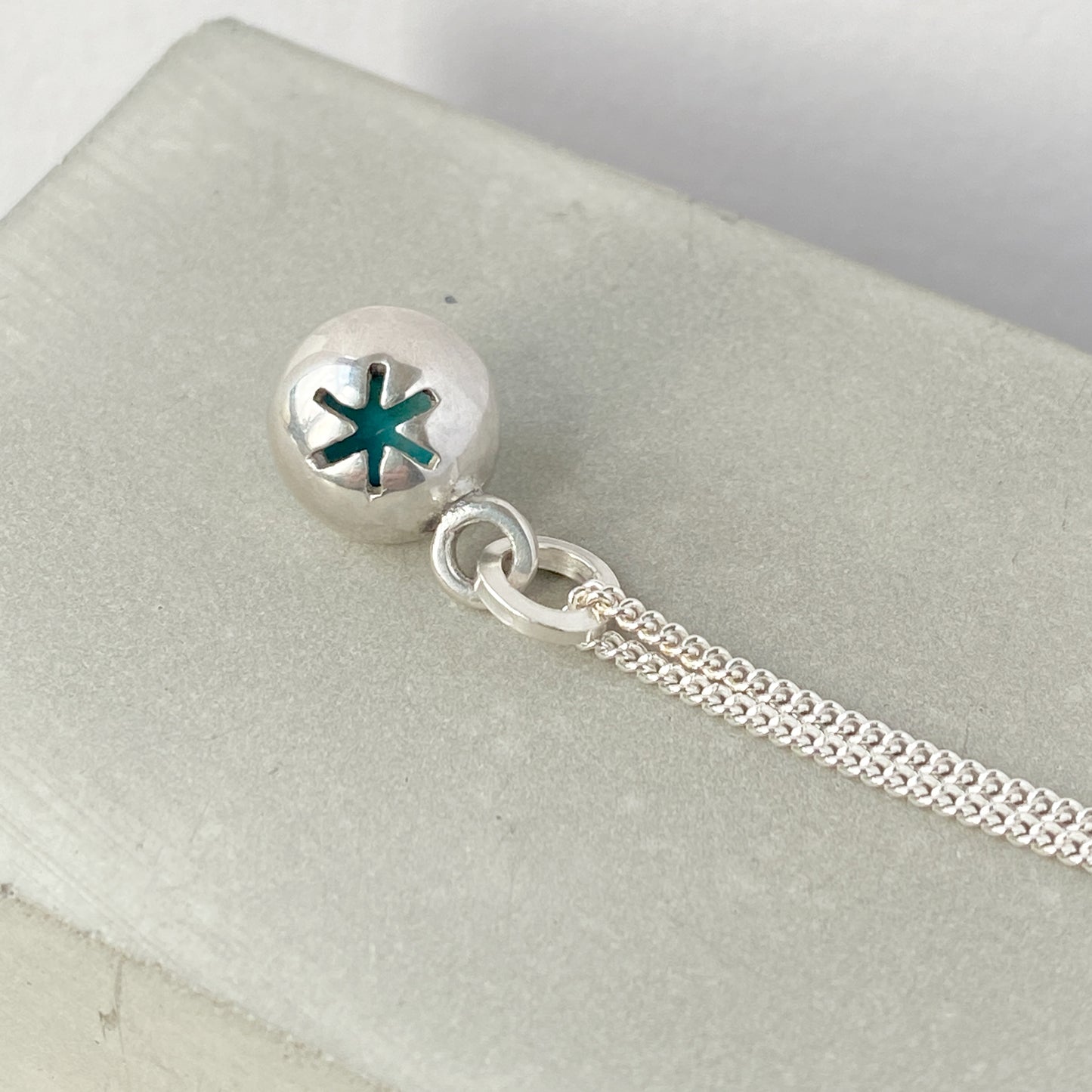 Birthstone Orb Turquoise Silver Pendant