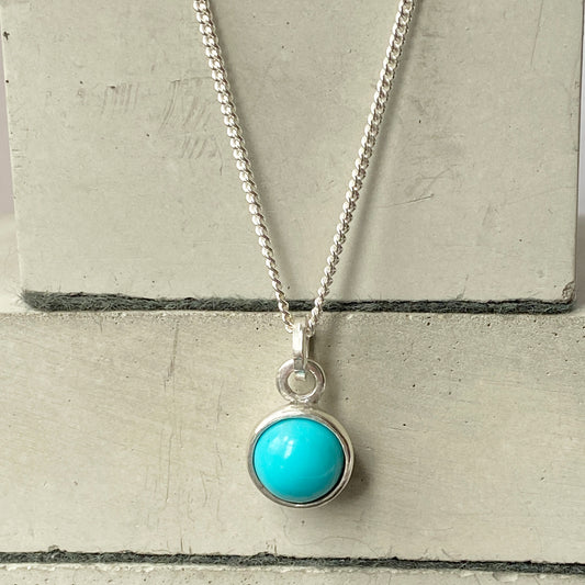 Birthstone Orb Turquoise Silver Pendant