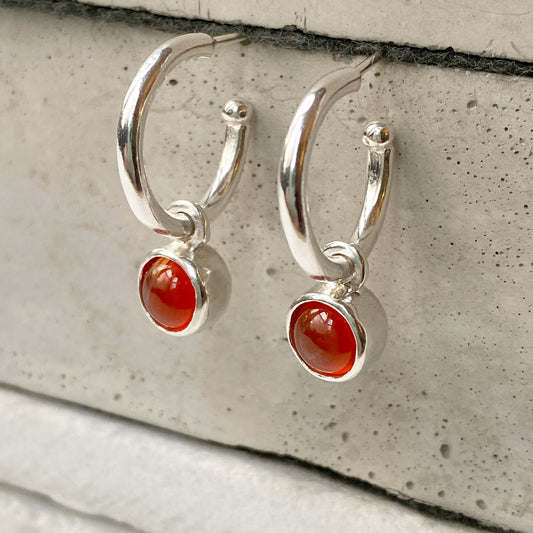 Birthstone Carnelian Hoops