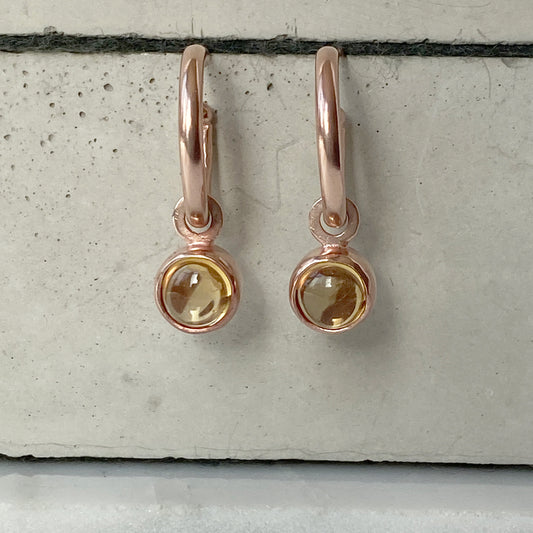 Birthstone Citrine Hoops Rose Gold