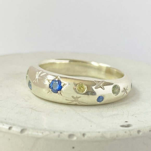 Sapphire Gold Bombe Ring