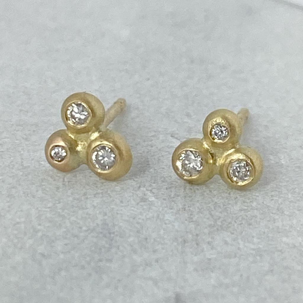 Bubble Gold Diamond Stud Earrings