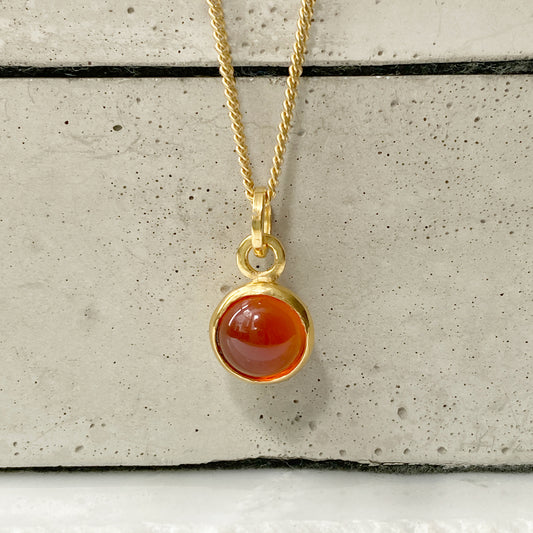 Birthstone Orb Carnelian Gold Pendant