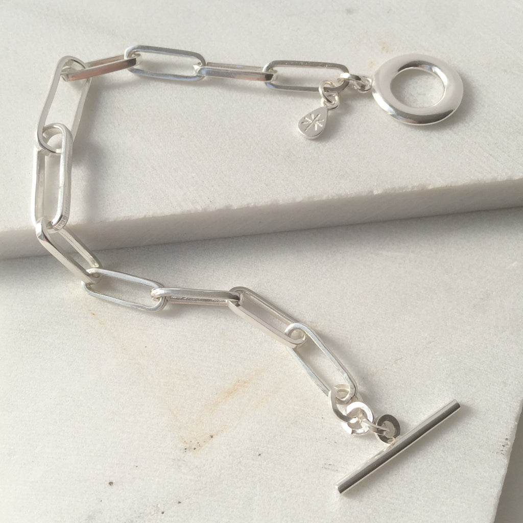 T Bar Chain Bracelet Silver