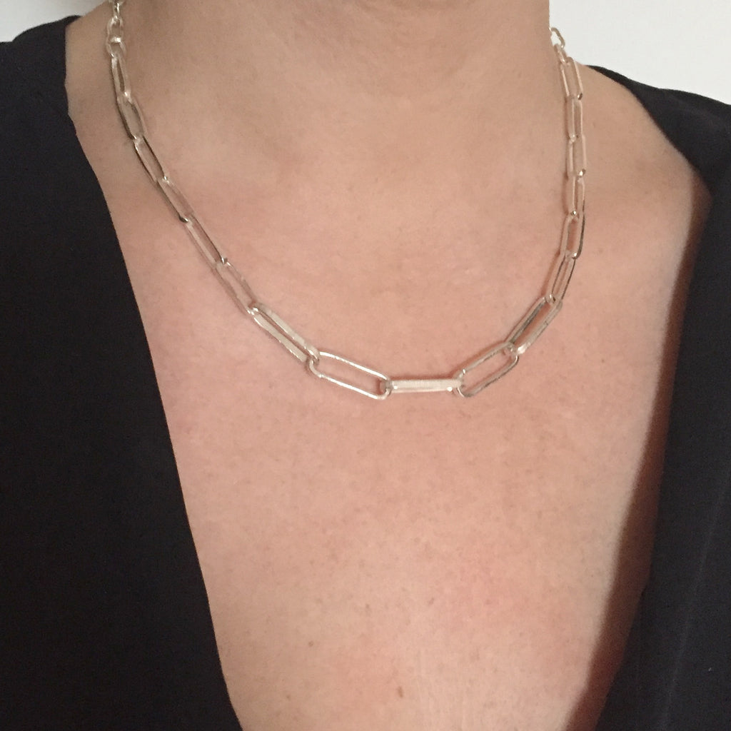 Handmade Graduated Chain Necklace Silver