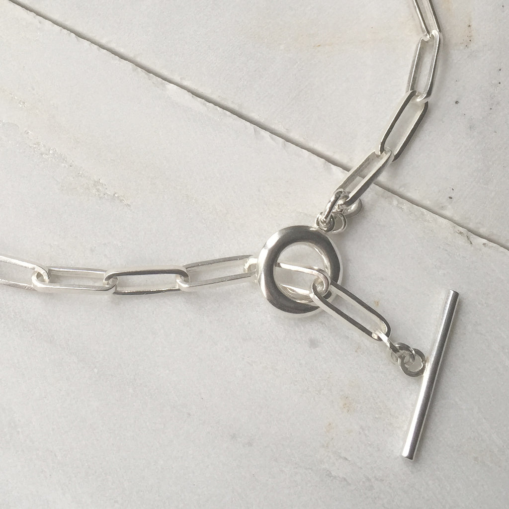 Tash T-bar Handmade Chain Necklace Silver