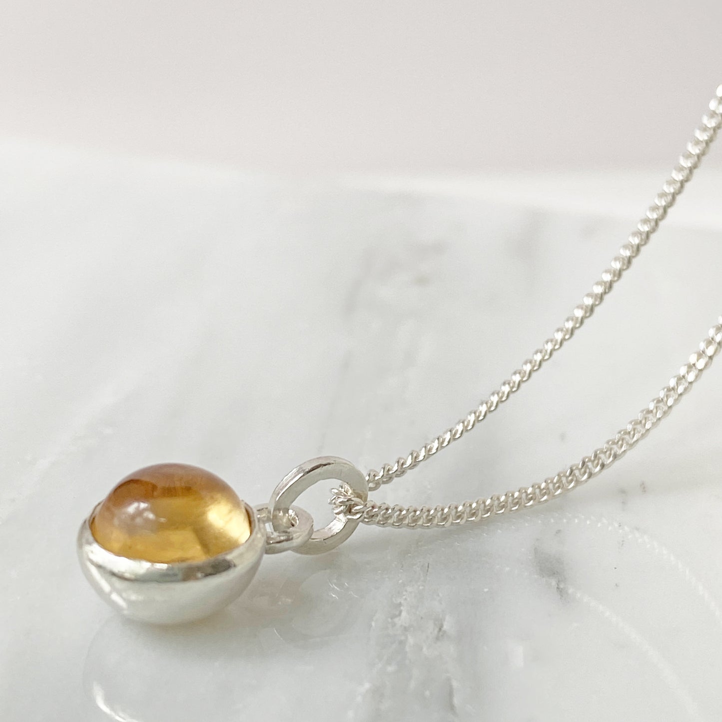 Birthstone Orb Citrine Silver Pendant