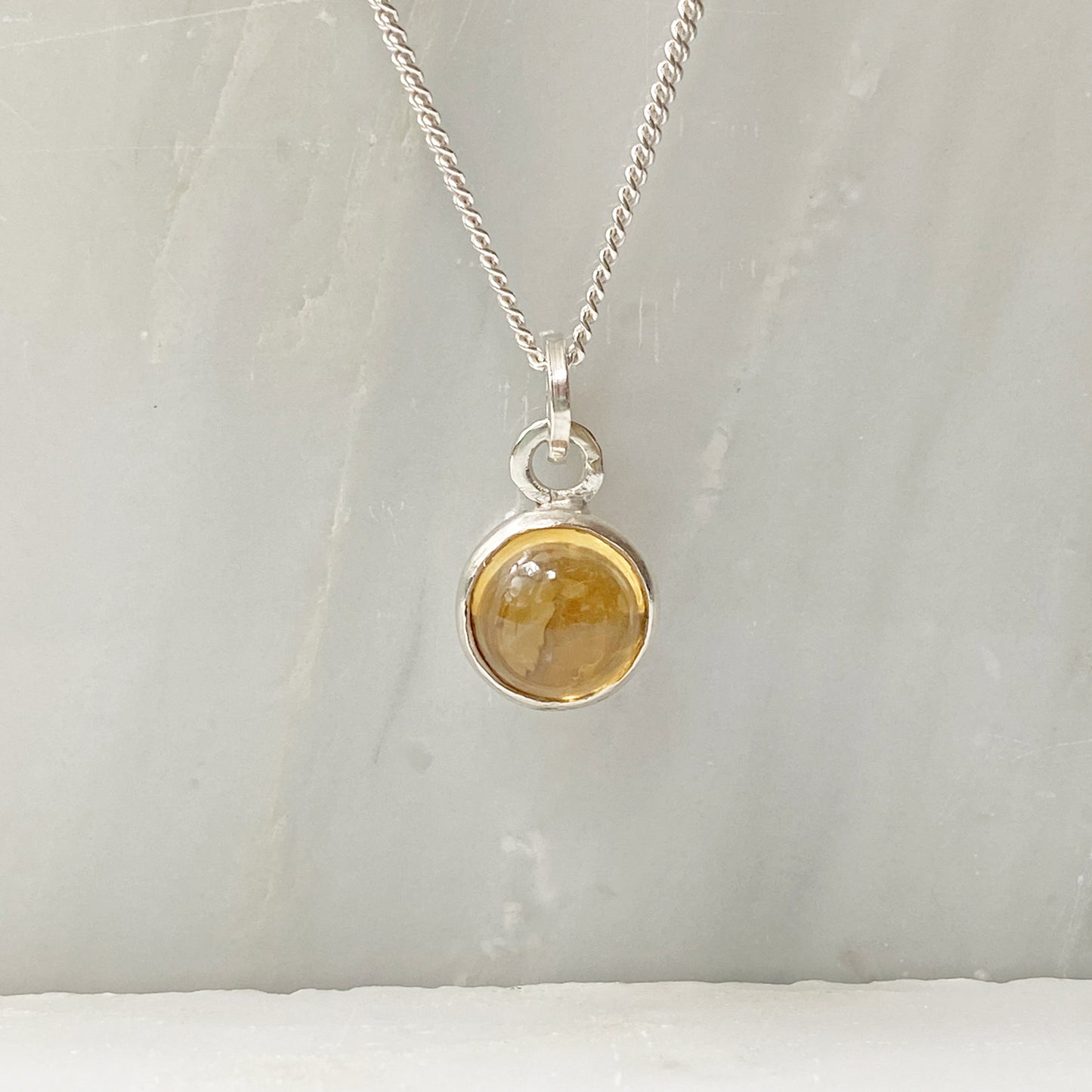 Birthstone Orb Citrine Silver Pendant