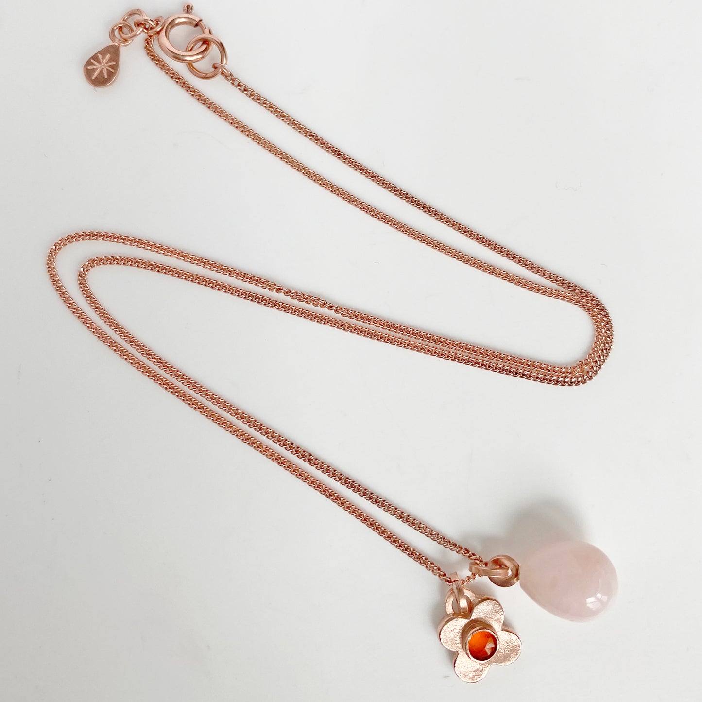 Clover Opal & Carnelian Rose Gold Pendant