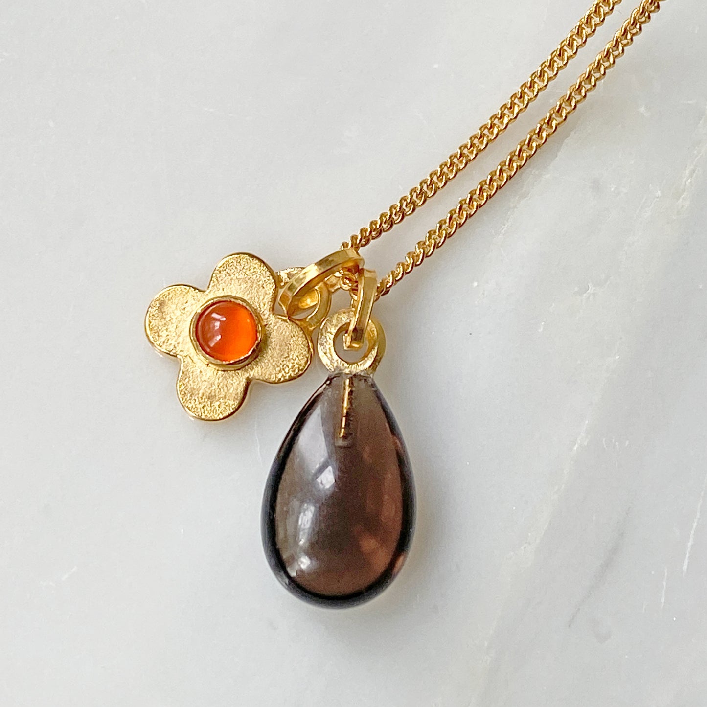 Clover Smokey Quartz Gold Pendant