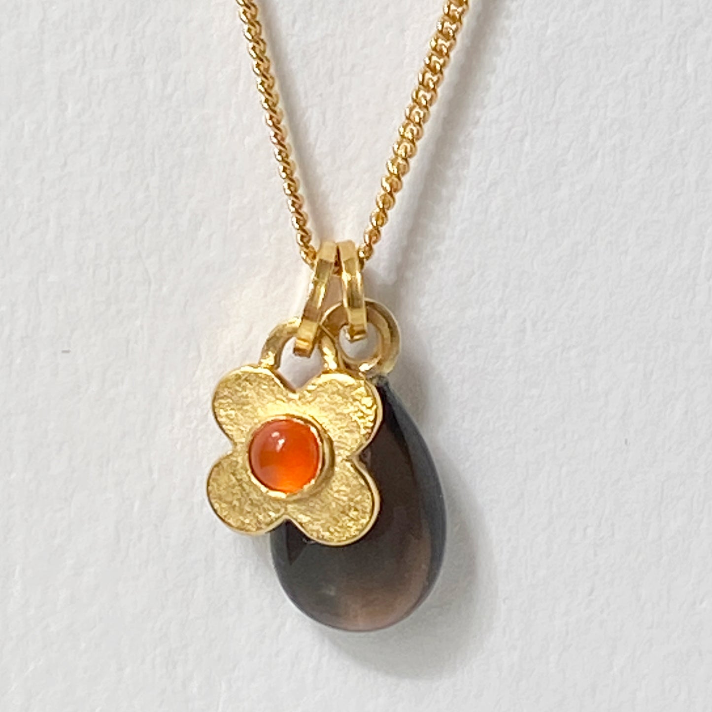 Clover Smokey Quartz Gold Pendant