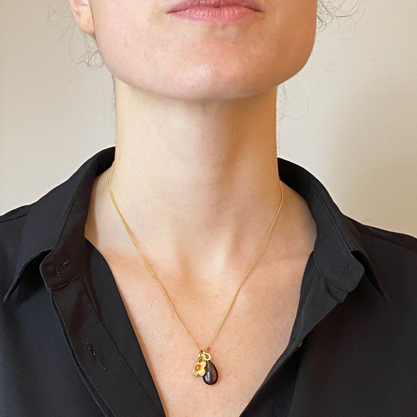 Clover Smokey Quartz Gold Pendant