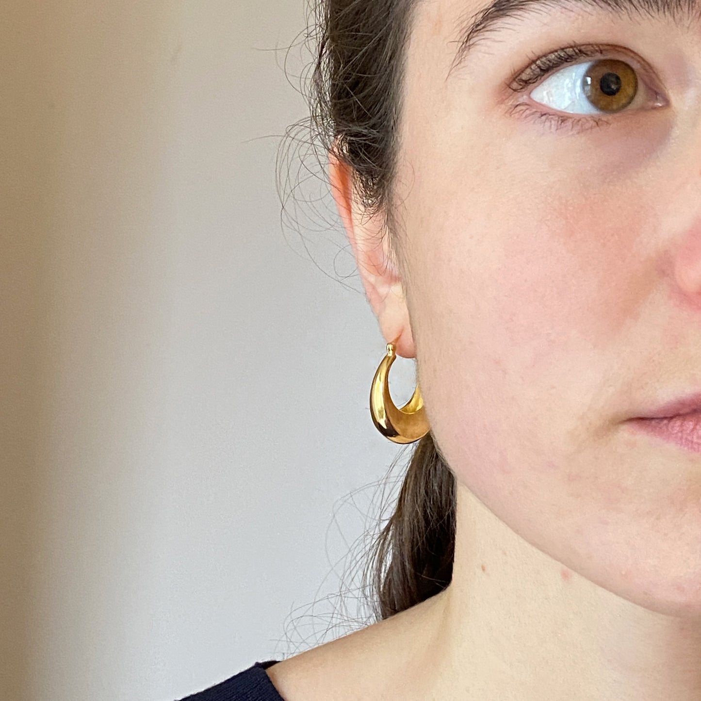 Crescent Moon Gold Hoops