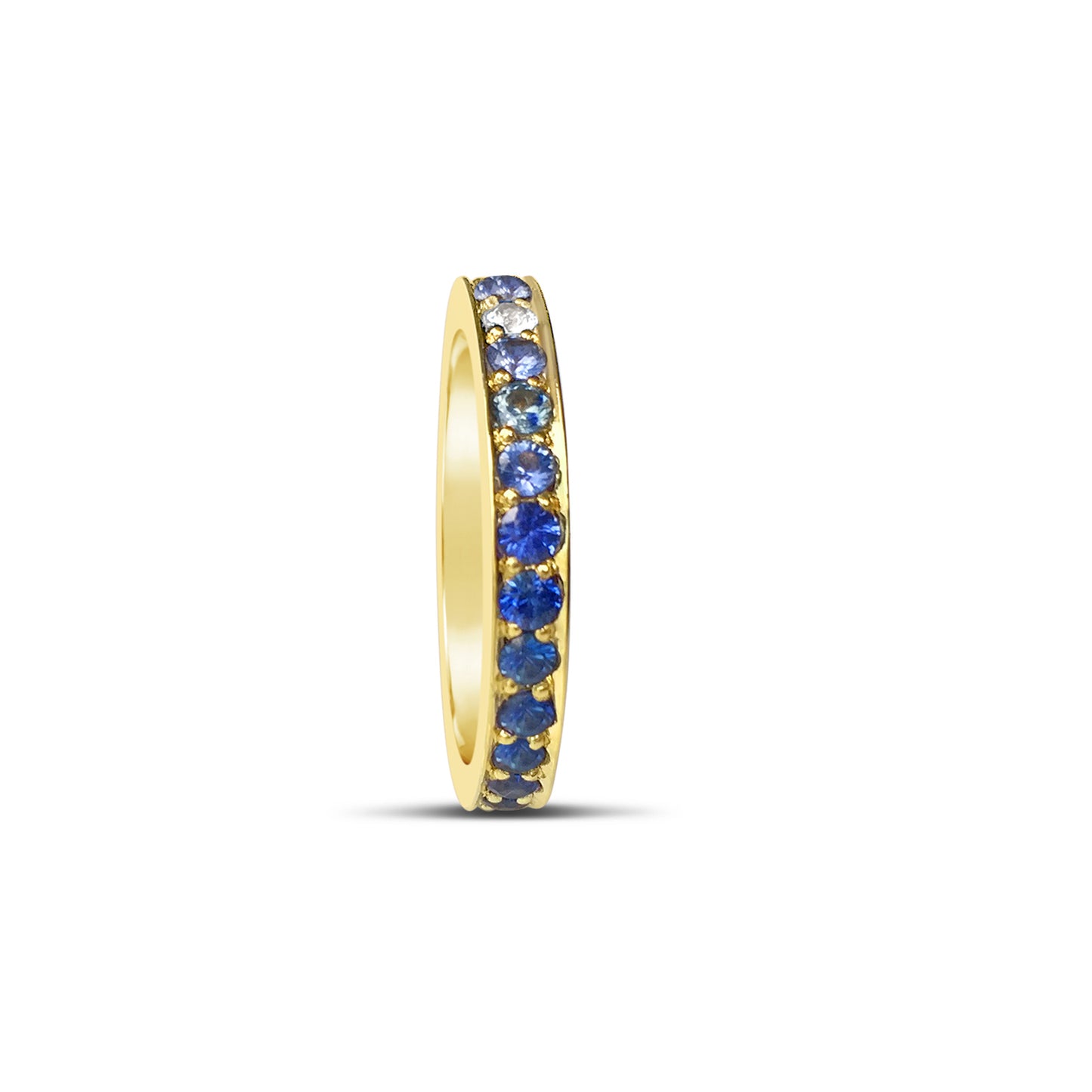 Blue Sapphire Eternity Ring Yellow Gold