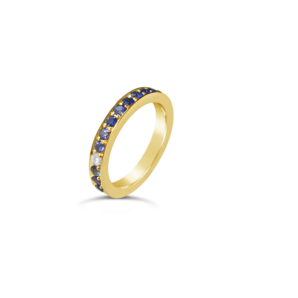 Blue Sapphire Eternity Ring Yellow Gold