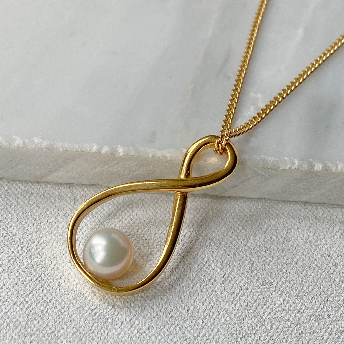 Eternity Infinity Pearl Gold Pendant