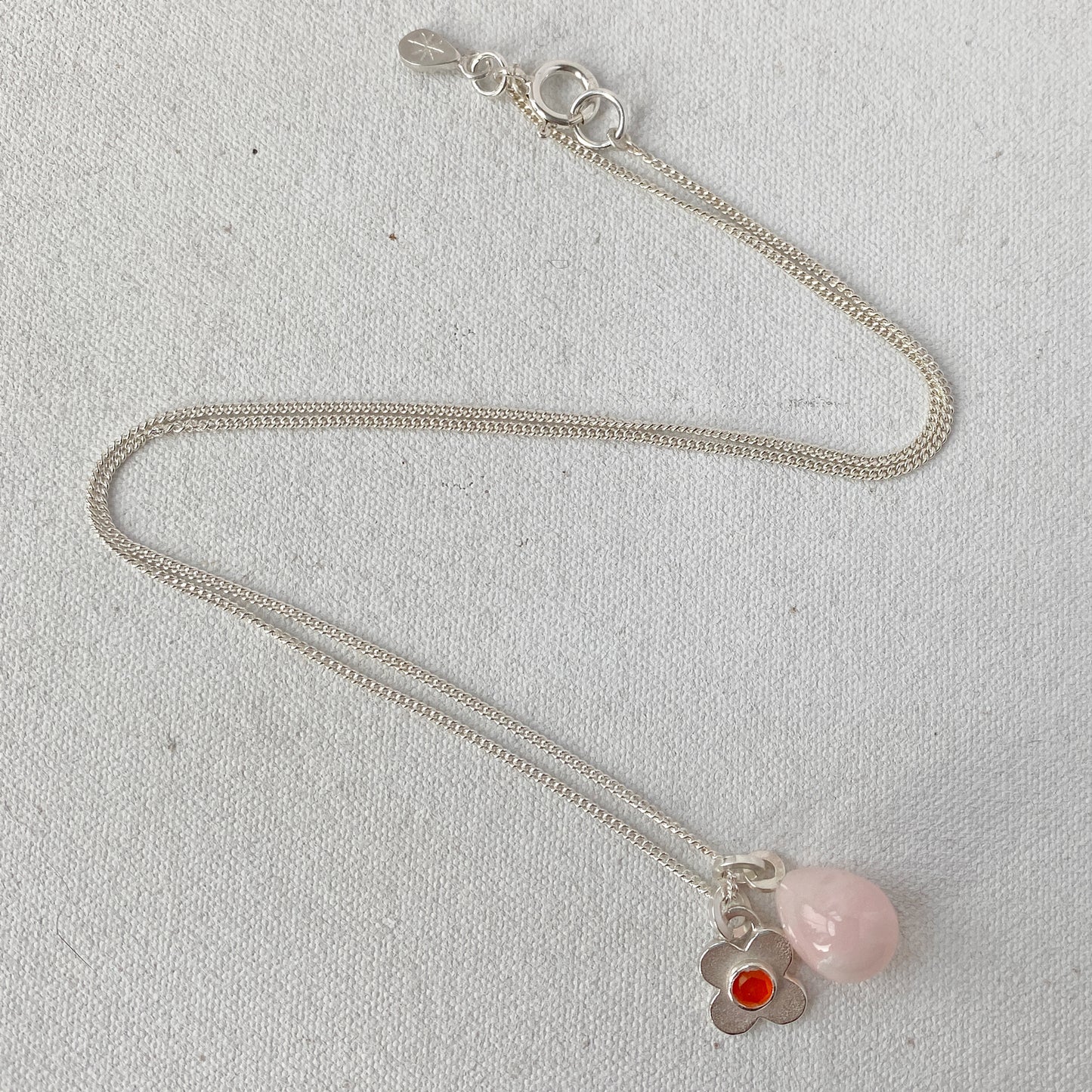 Clover Pink Opal Pendant Silver