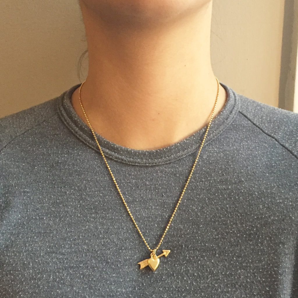 Heart and Arrow Pendant in Gold