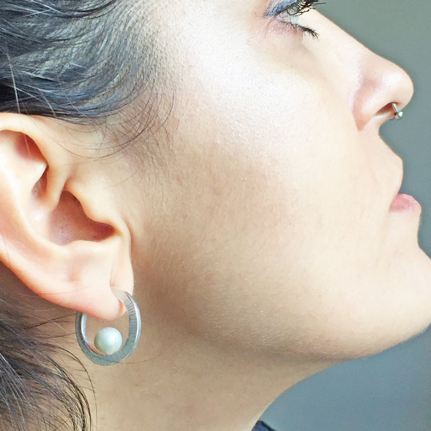 Black Pearl Hoop Earring