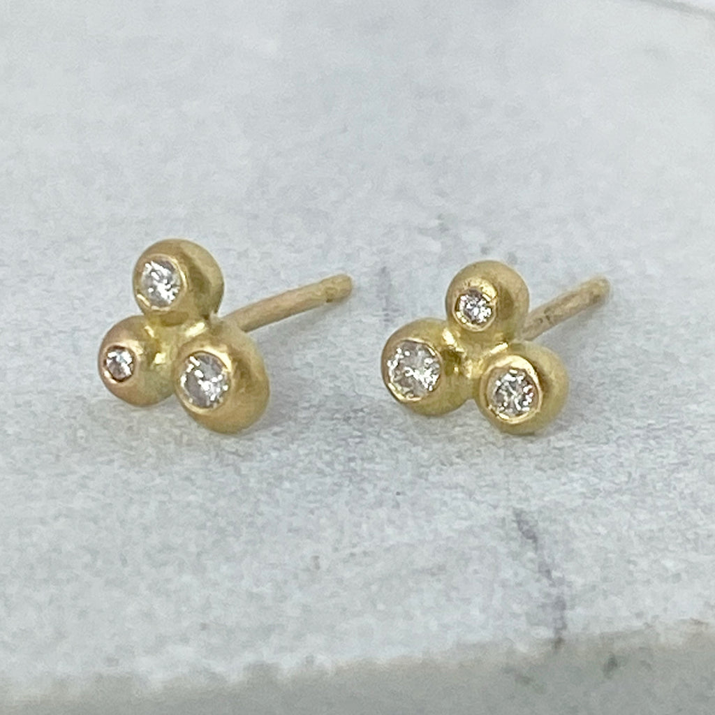 Bubble Gold Diamond Stud Earrings
