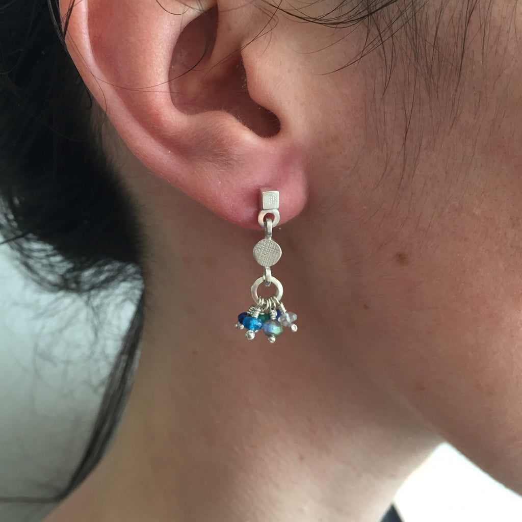 Gemstone Rainbow Earrings Blue silver