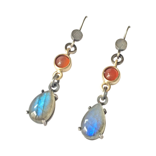 Labradorite Carnealian Drop Earrings