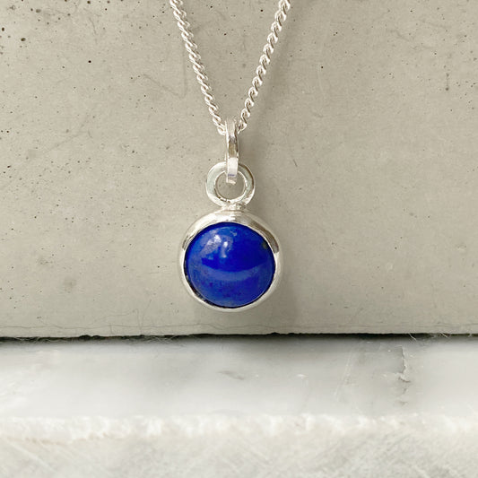 Birthstone Orb Lapis Silver Pendant