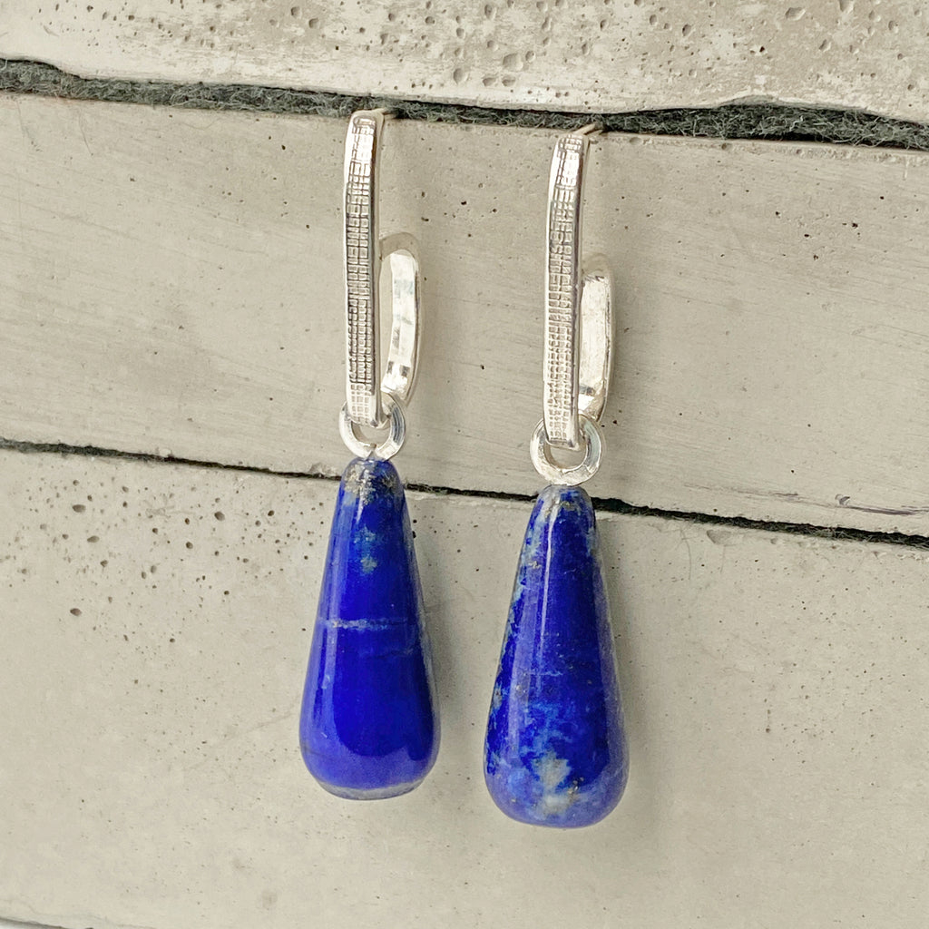 Lapis Silver Hoop Earrings