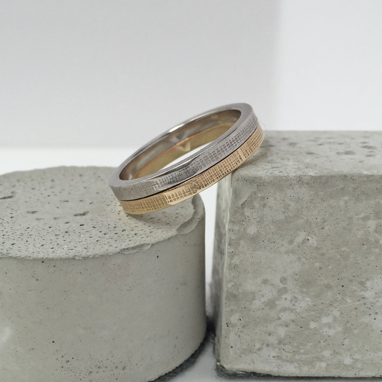 Mixed Gold Textured Wedding Band