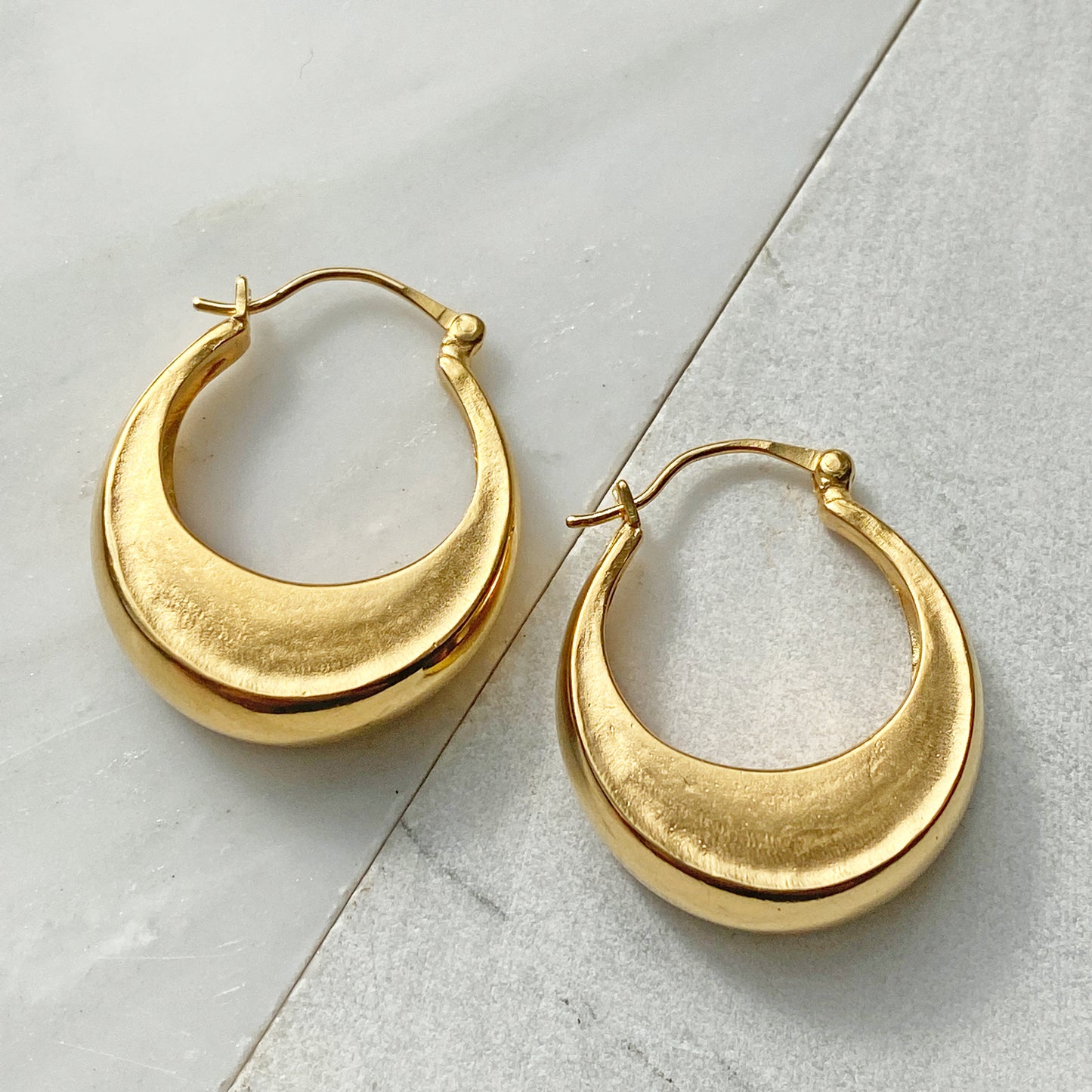 Crescent Moon Gold Hoops