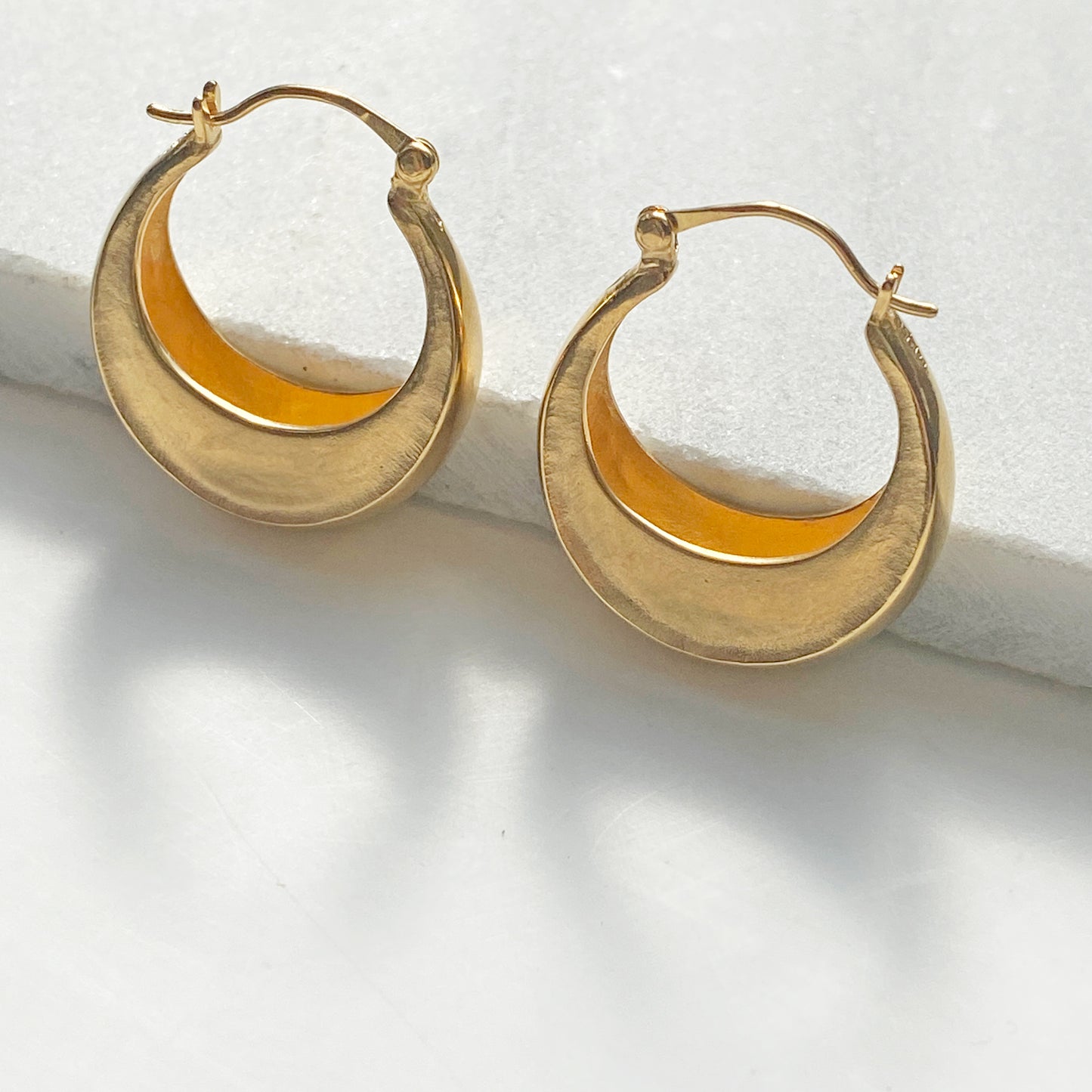 Crescent Moon Gold Hoops