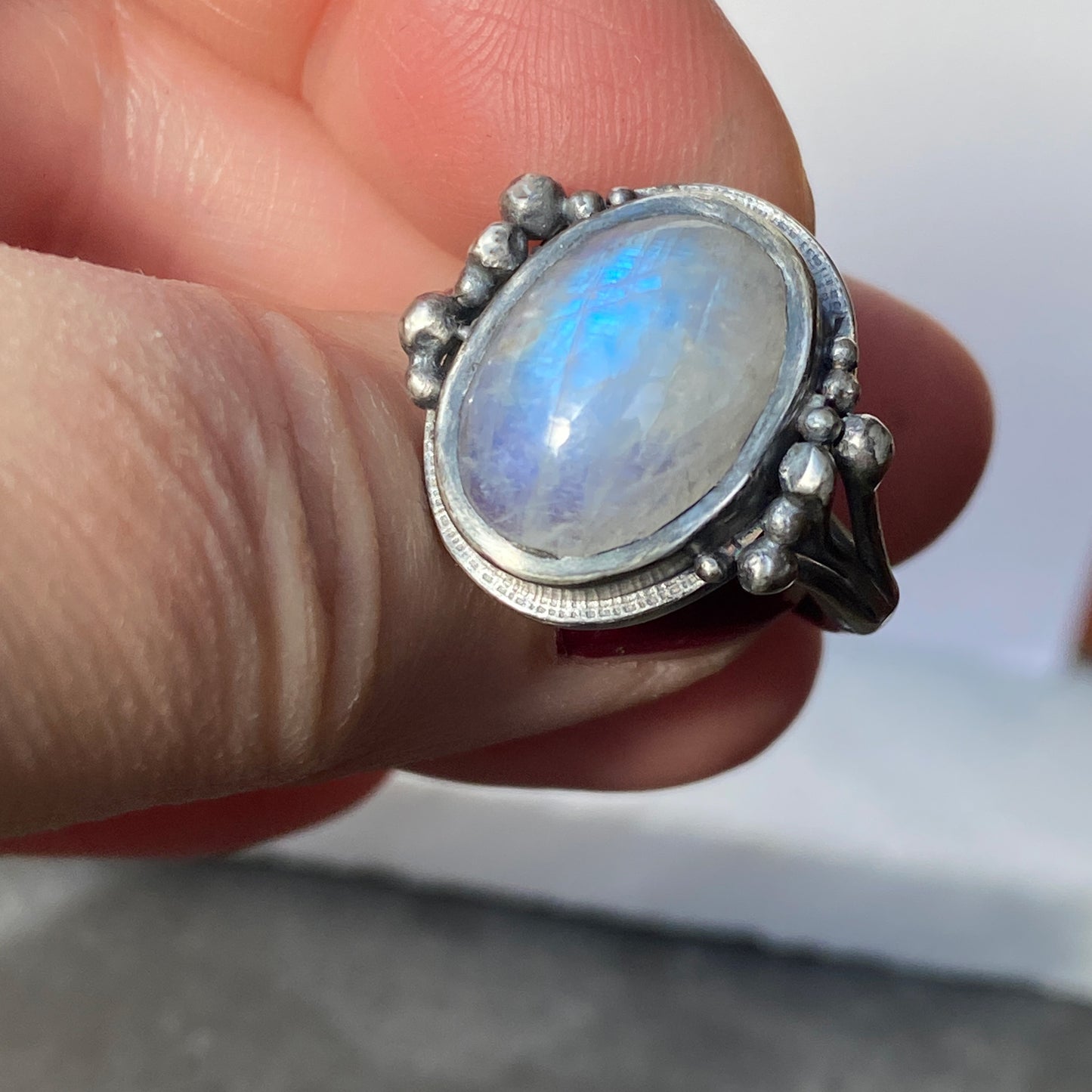 Rainbow Moonstone Bubble Ring