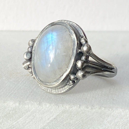 Rainbow Moonstone Bubble Ring